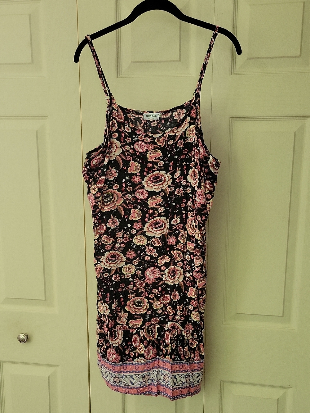 Floral Slip Dress with Pink and Black Print